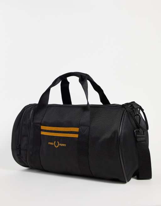 Fred Perry twin tipped barrel bag in black ASOS