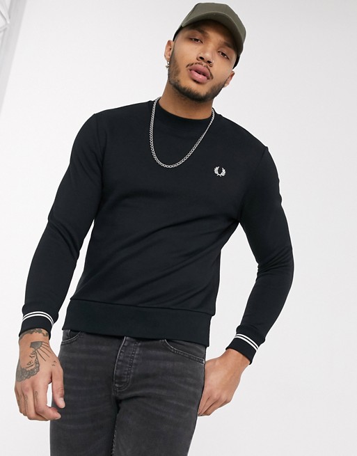 Fred Perry twin tipped crew neck sweat in black