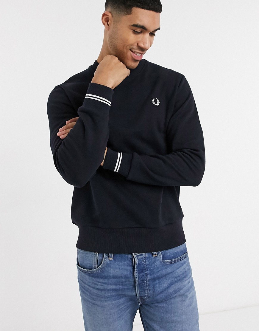 Fred Perry twin tipped crew neck sweat in navy