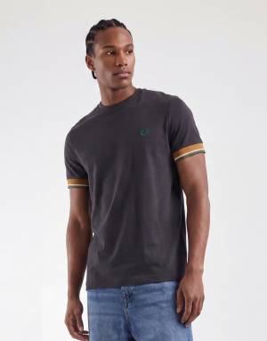 Fred Perry twin tipped cuff t-shirt in anchor grey