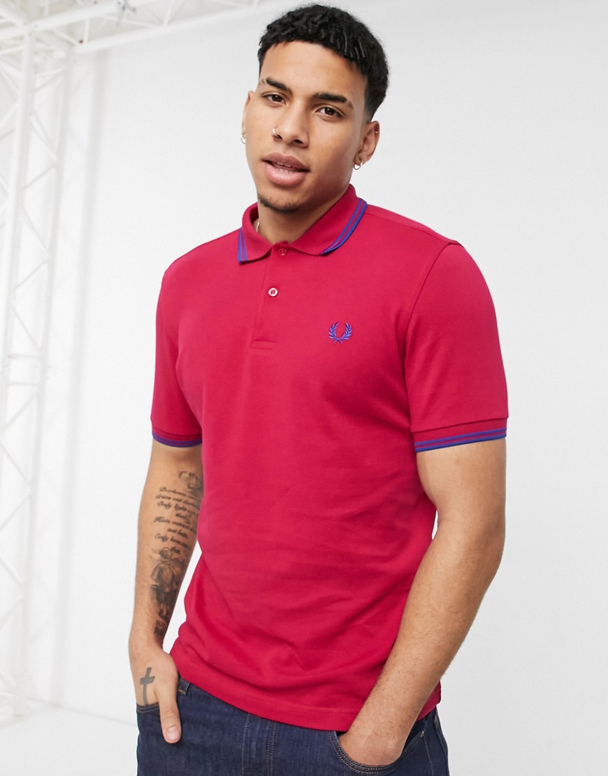 Fred Perry Twin Tipped  Polo In Raspberry In Red