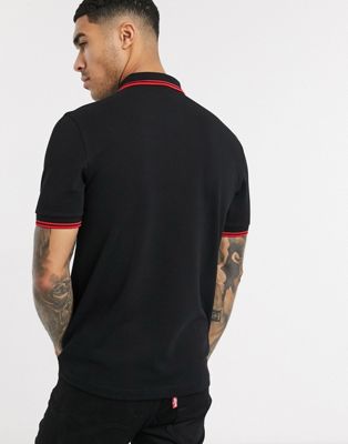 fred perry polo black red