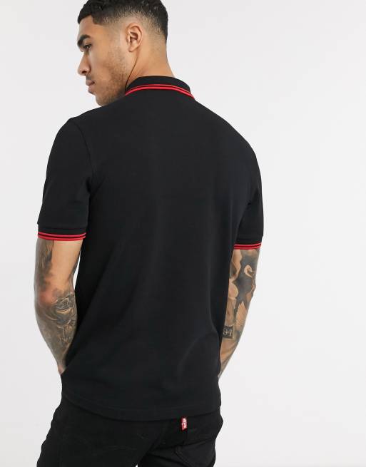 Fred perry polo black hot sale red