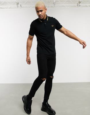 fred perry black gold polo