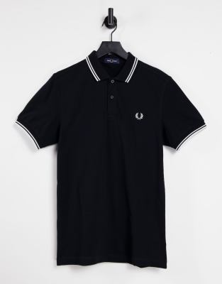 Fred Perry twin tipped logo polo in black | ASOS