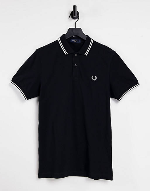  Fred Perry twin tipped logo polo in black 