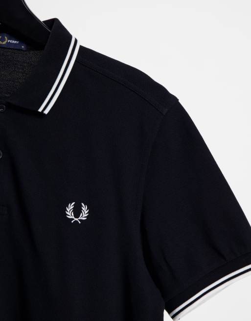 Fred Perry twin tipped logo polo in black, 4 of 4