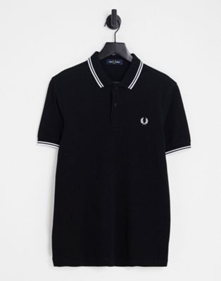 Fred Perry twin tipped logo polo in black