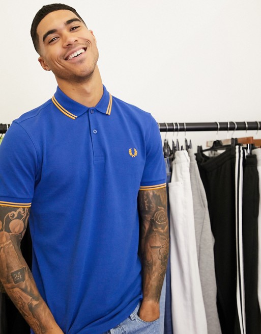 Fred Perry twin tipped logo polo in blue