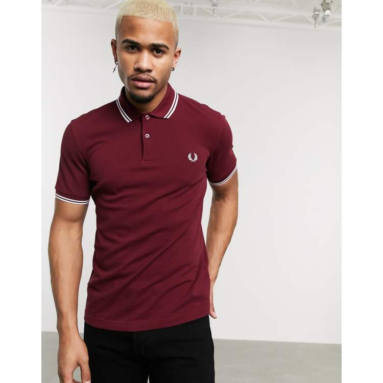 Fred Perry twin tipped logo polo in burgundy