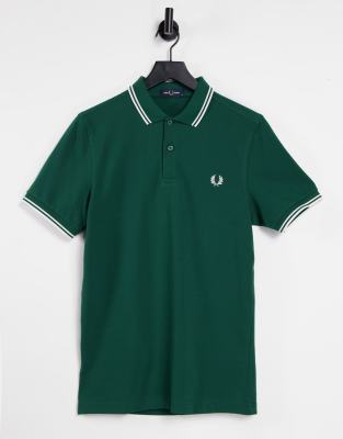 Fred Perry twin tipped logo polo in green