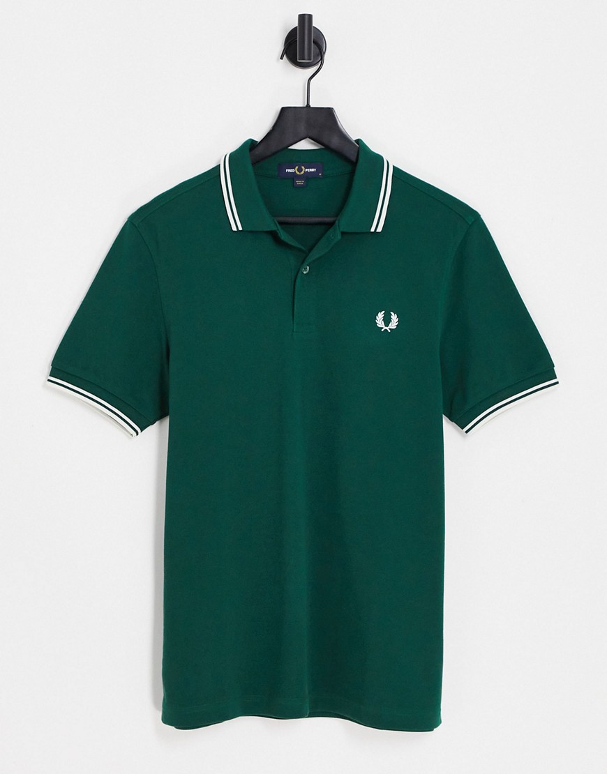Shop Fred Perry Twin Tipped Logo Polo In Green