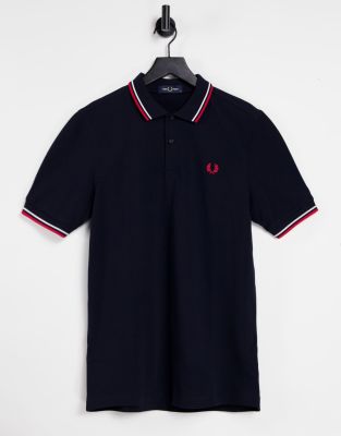 red and white fred perry polo