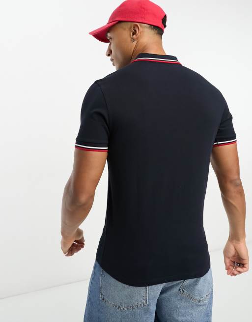 Fred perry polo black hot sale red