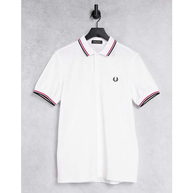 Fred Perry twin tipped logo polo in white red navy ASOS