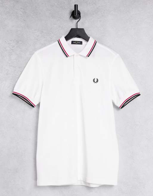 Red and white sales fred perry polo