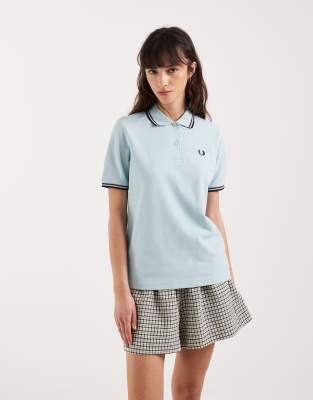 Fred Perry Twin Tipped Logo Polo Shirt In Blue