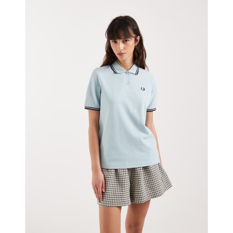 Fred Perry twin tipped logo polo shirt in baby blue | ASOS