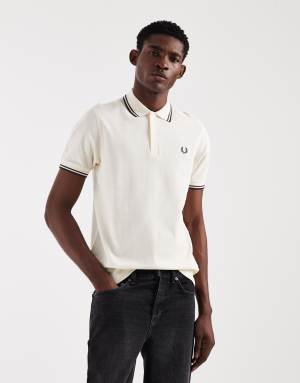 Fred Perry twin tipped logo polo shirt in ecru