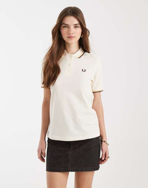 Fred Perry twin tipped logo polo shirt in ecru - view 1