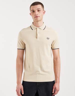 Fred Perry twin tipped logo polo shirt in light beige