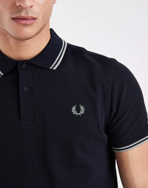 Fred Perry twin tipped logo polo shirt in navy | ASOS