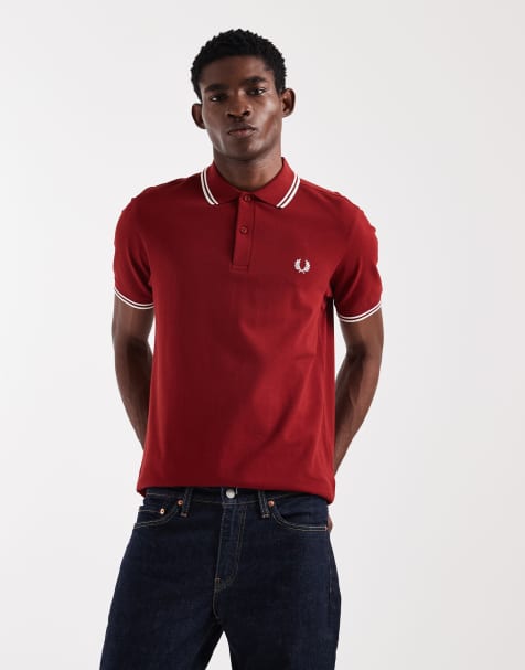 Fred Perry twin tipped logo polo shirt in red - view 1