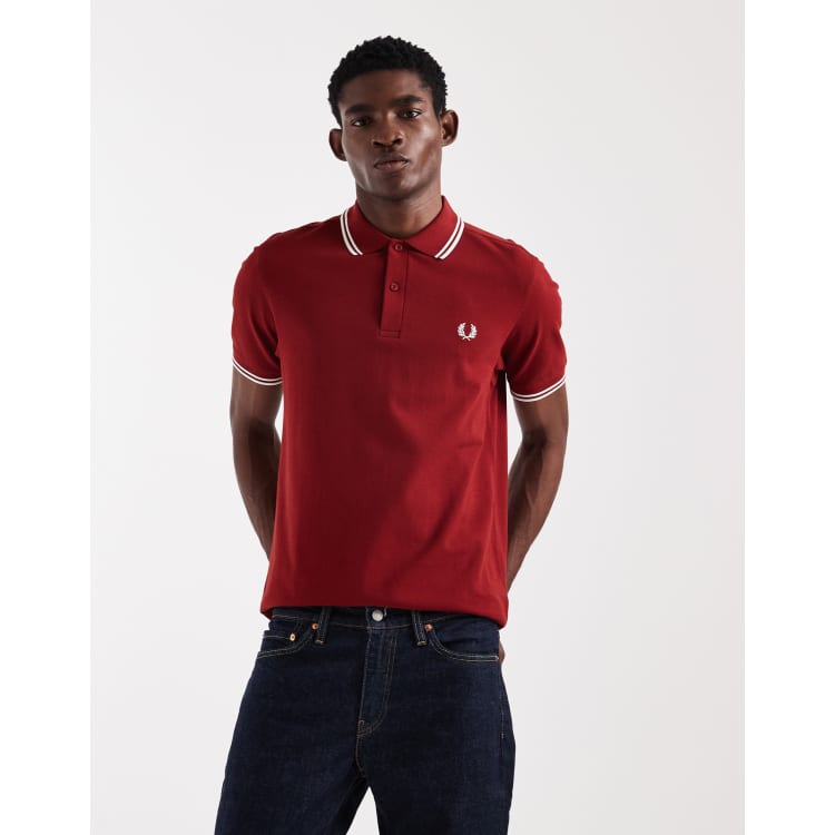 Fred Perry twin tipped logo polo shirt in red | ASOS