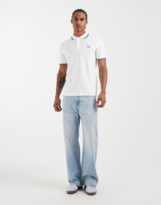 Fred Perry twin tipped logo polo shirt in white, 2 of 5