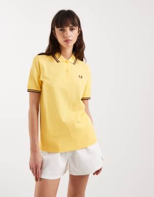 Fred Perry Twin Tipped Logo Polo Shirt In Gold