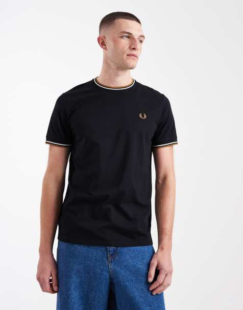 Fred Perry twin tipped logo t-shirt in black