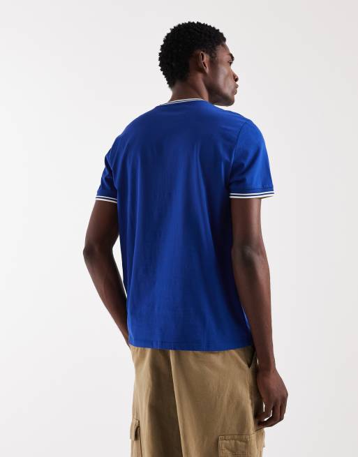 Fred Perry twin tipped logo t-shirt in bright blue, 3 of 5