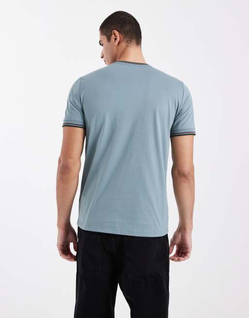 Fred Perry twin tipped logo t-shirt in light blue, 3 of 5