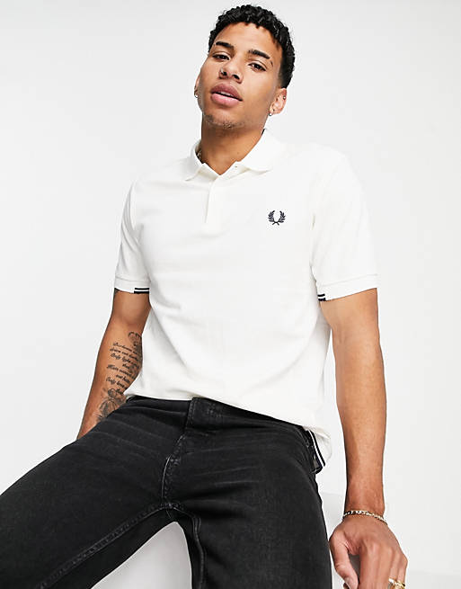 Fred Perry twin tipped polo in white