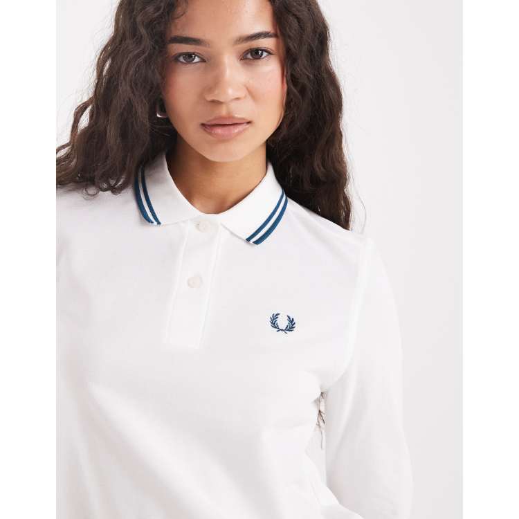 トップス FRED PERRY Long Sleeve Ribbed Polo Shirt Fred Perry Long Sleeve Ribbed Polo Shirt in Blue | Lyst UK