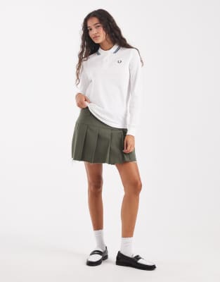 Fred Perry Twin Tipped Long Sleeve Polo Shirt In White