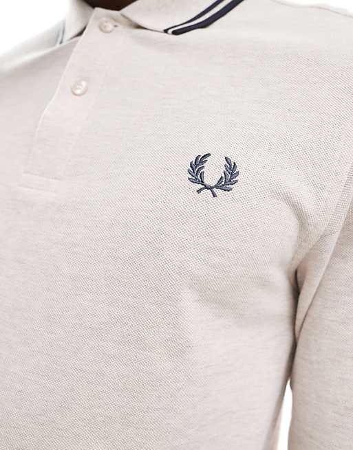 Fred Perry twin tipped long sleeve polo shirt in off-white Fred Perry twin tipped long sleeve polo shirt in off-white