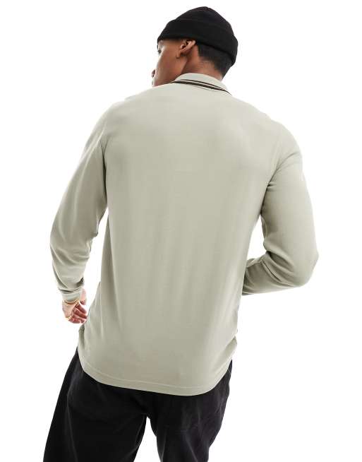 Fred Perry twin tipped long sleeve T-shirt in beige | ASOS