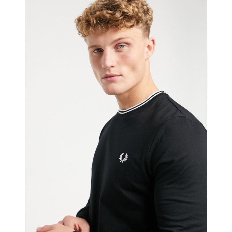 Fred Perry twin tipped long sleeve T-shirt in black | ASOS