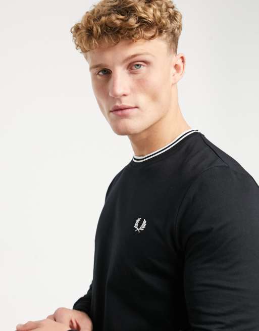 Fred Perry twin tipped long sleeve T-shirt in black