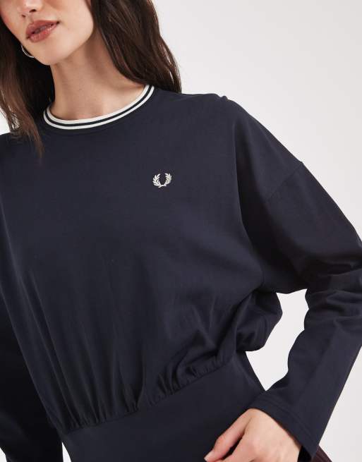 Fred Perry twin tipped long sleeve t-shirt in navy, 3 of 4