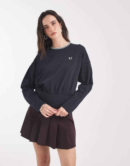 Fred Perry twin tipped long sleeve t-shirt in navy, 4 of 4