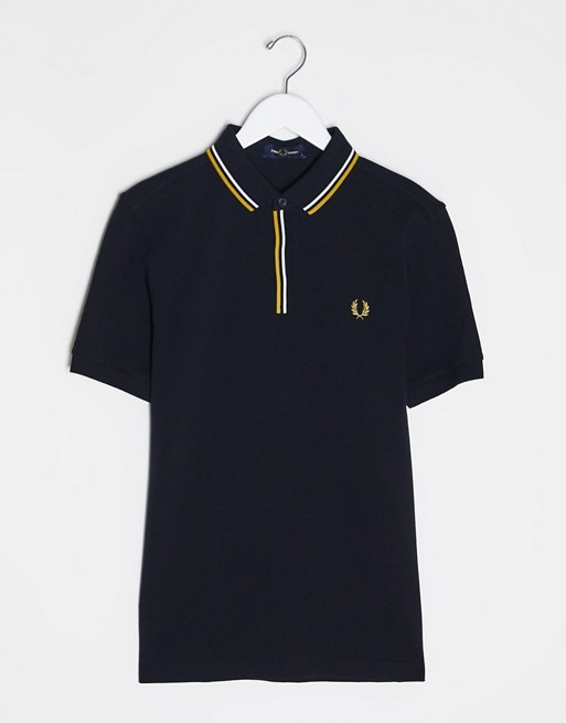 Fred Perry twin tipped placket polo in black