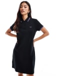 [Fred Perry] Fred Perry twin tipped polo dress in black with purple glitter tipping 32 Black