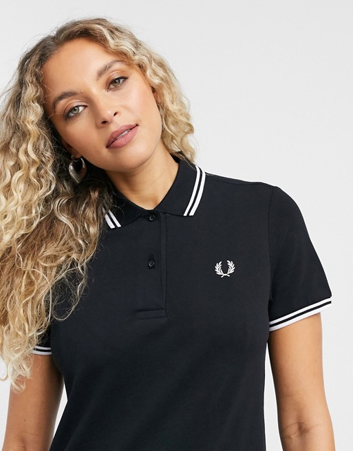 Fred Perry twin tipped polo dress in black