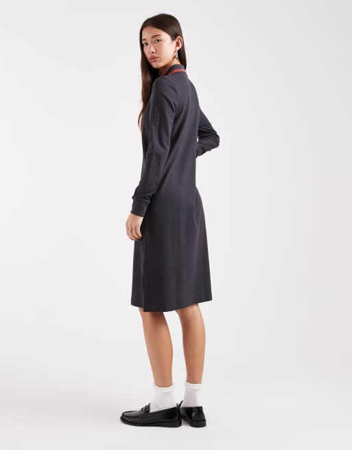 Fred Perry twin tipped polo dress in dark grey, 4 of 4