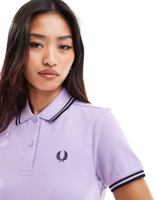 Fred Perry twin tipped polo dress in light purple, 3 of 4