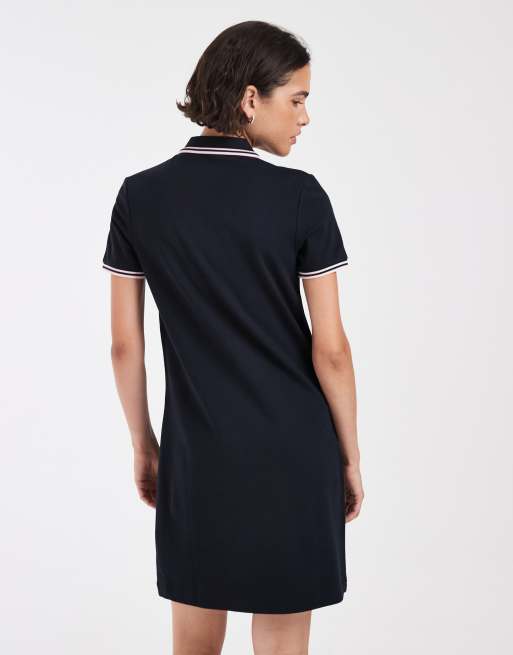Fred Perry twin tipped polo dress in navy with pink tipping, 4 of 4