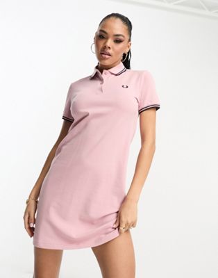 Fred Perry twin tipped polo dress in pink