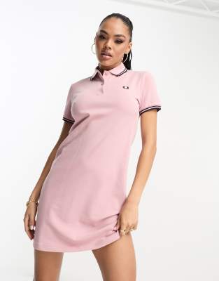 Fred Perry twin tipped polo dress in pink | ASOS